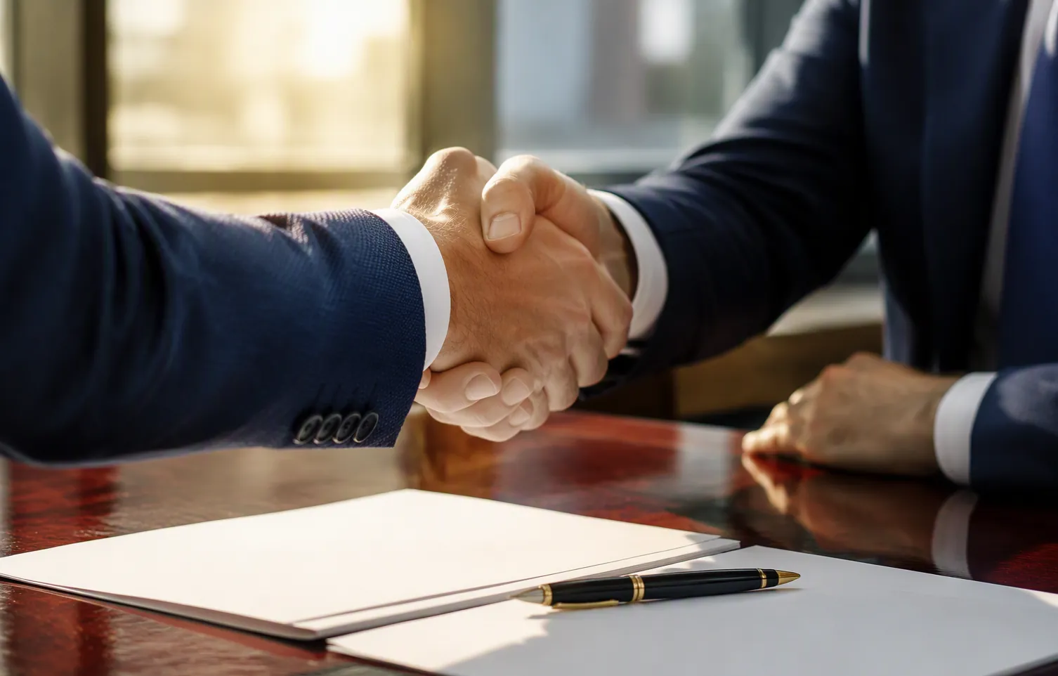 Handshake over signed loan documents